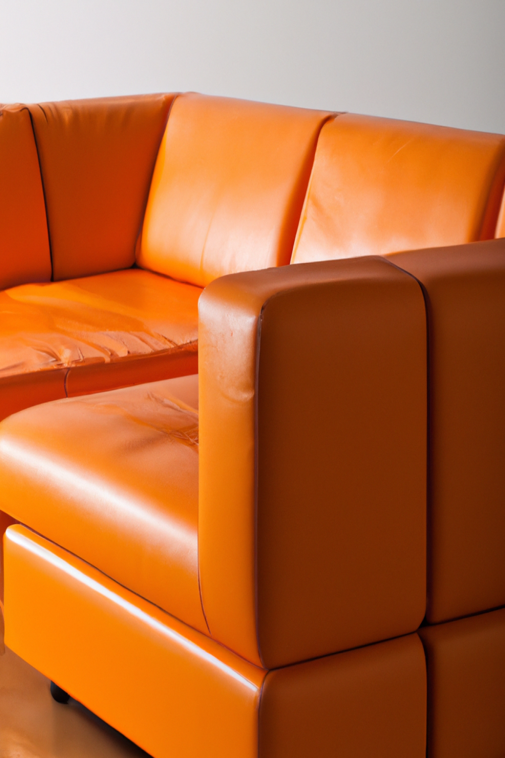 Modern Orange Leather Sofa 1