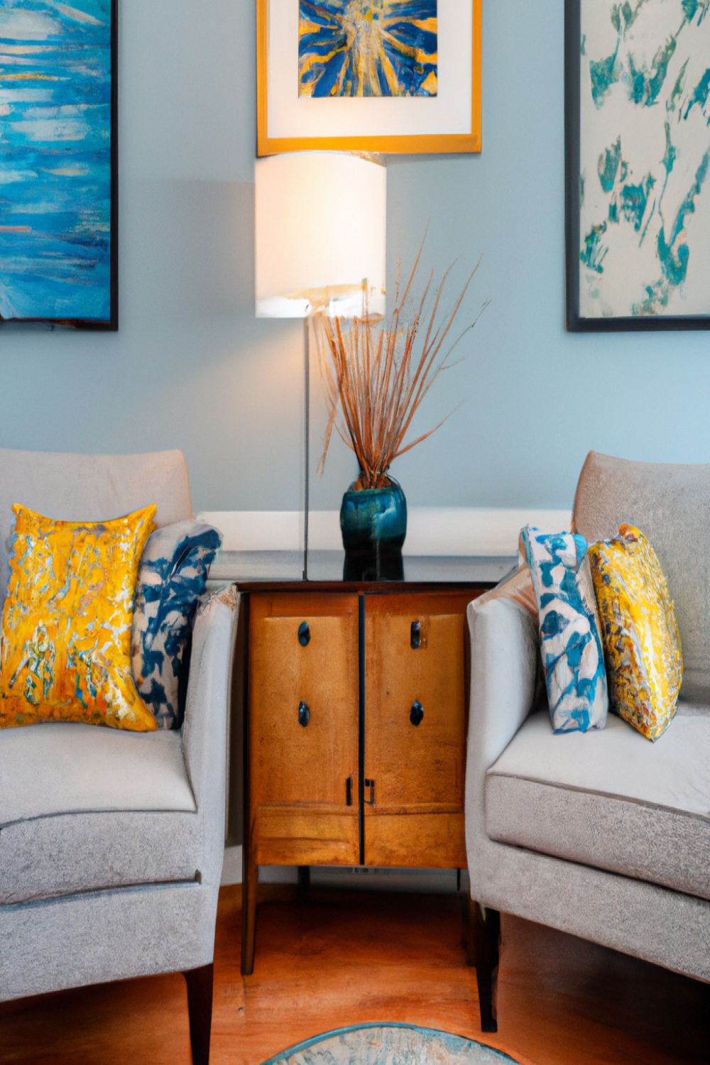 Navy Blue Grey And Gold Living Room 1