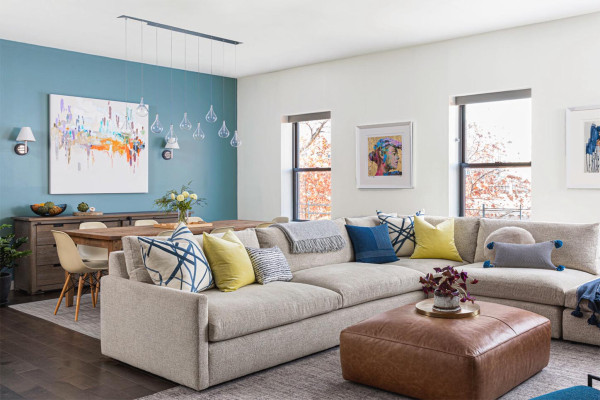 Blue Accent Wall Living Room