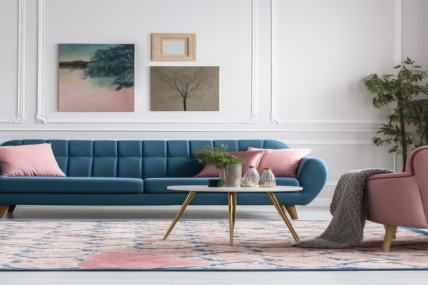 Pink And Blue Living Room