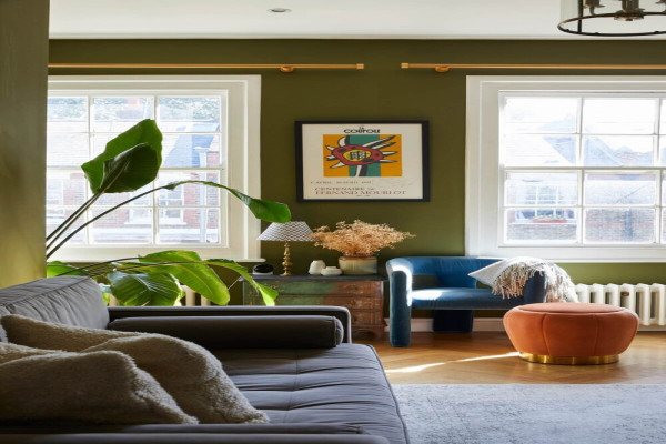 A London Apartment with Olive Green Living Room - The Nordroom