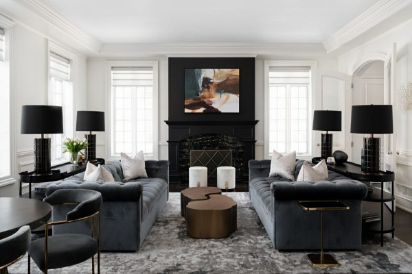 Black And White Theme Living Room