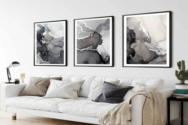 Black Grey Silver Wall Pictures Abstract Poster and Art Print Canvas Painting Wall Picture Modern Nordic Style Wall Picture Home Living Room Decor