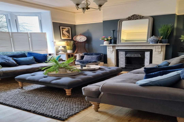 Gray And Blue Living Room