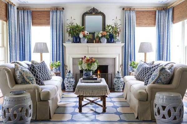 Blue And White Living Room