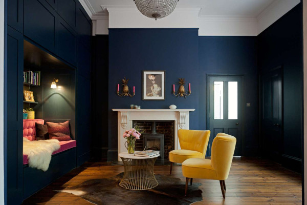 Navy Blue Walls Living Room