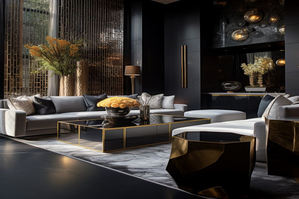 Bold Black&Gold Living Room Interior Design Ideas Amazing