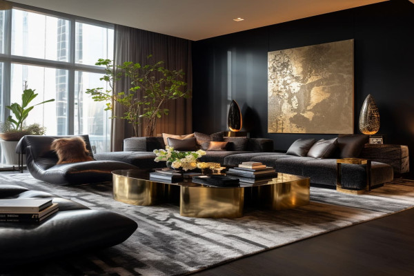 Bold Black&Gold Living Room Interior Design Ideas Amazing