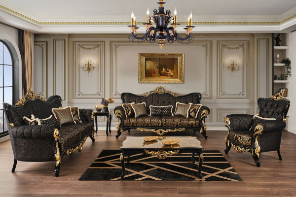 Casa Padrino luxury baroque living room set brown / black / gold - Sofas & Armchairs & Coffee Table & Side Tables - living room furniture in