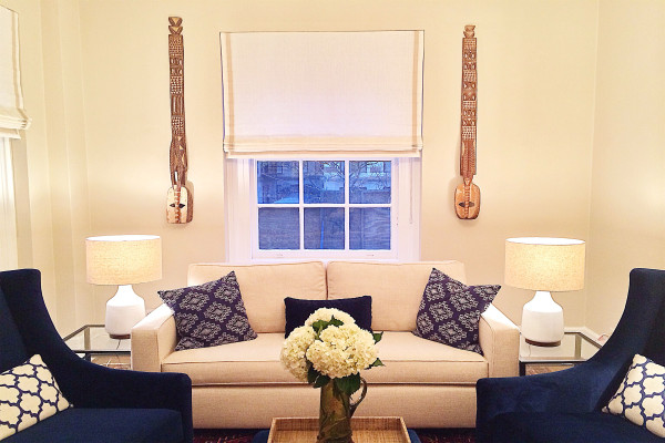 Clean and Fresh Navy/Cream Living Room