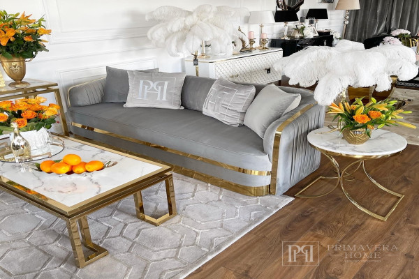 Elegantes und modernes Sofa gepolstert glamour für Wohnzimmer, New York Stil grau gold MADONNA