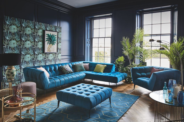 Teal And Gold Living Room