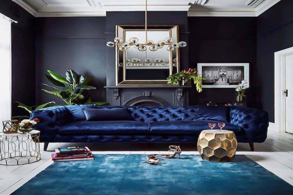 Black And Blue Living Room