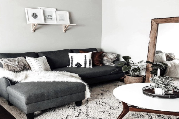 Dark Grey Couch Styling