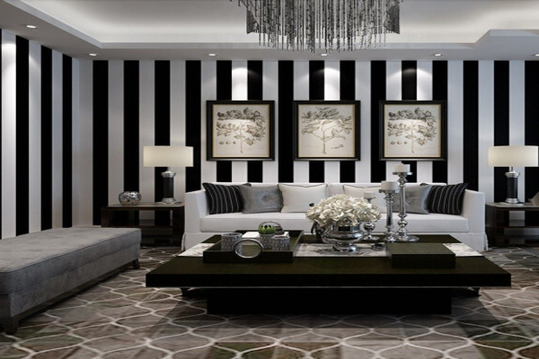 Black And Silver Wallpaper Living Room