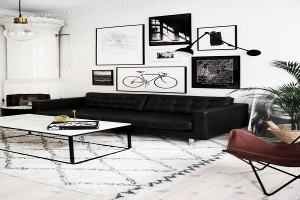 Inspiring Modern Wall Art Decoration Ideas Black sofa living