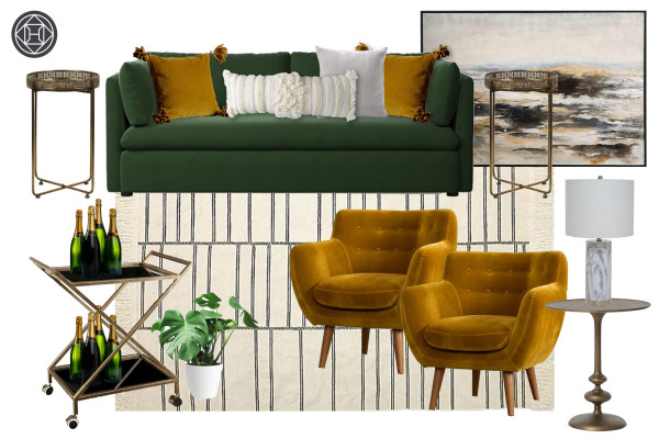 Green And Mustard Living Room