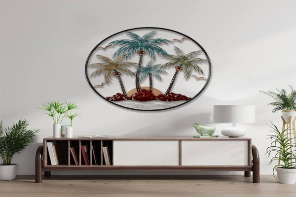 JILIP Metal Palm Tree Wall Art Decor, D Wall Silhouette Art Reed, Outdoor Indoor Wall Decoration (Size :