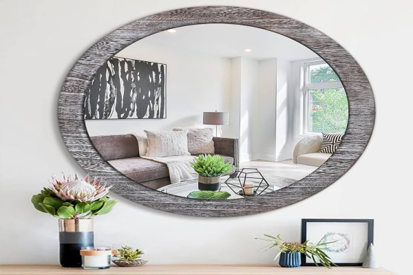 JJUUYOU Circle Wall Mirror cm Wooden Round Wall Mirror for