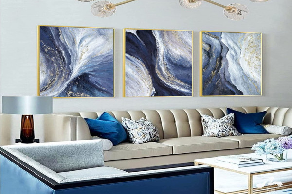 Navy And Gold Living Room