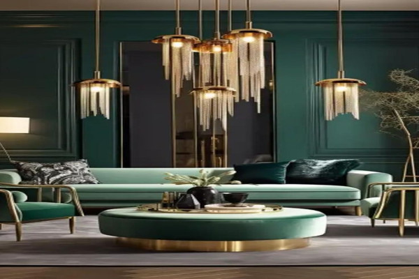 Layered Lighting Magic with Gold Accents in an Emerald Green