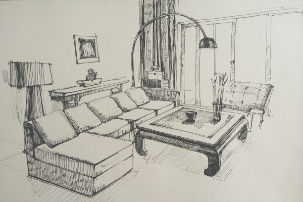 Living Room Design Drawing