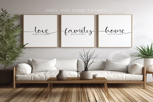 Love Family Home, Set of Poster Prints, Minimalist Art, Home