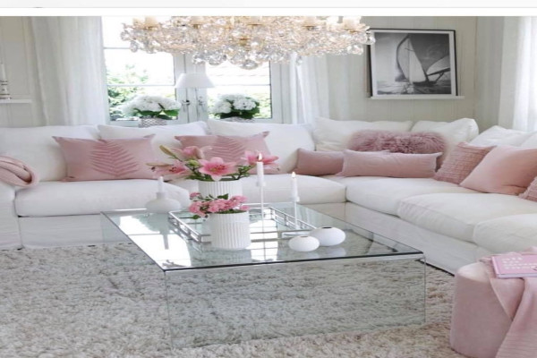 Pink And White Living Room