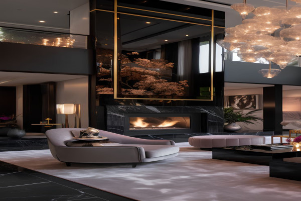 luxury living room interior design adorned in rich leather