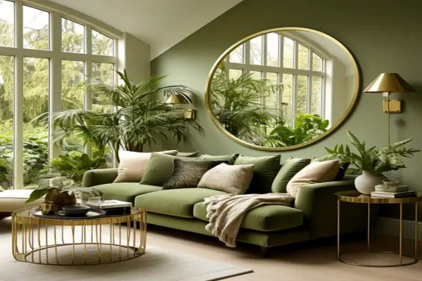 Make a Statement with a Gold Frame Mirror in Your Emerald Green