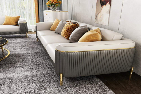 Modernes Wohnzimmer-Set in Grau und Beige, gepolstertes Sofa-Set