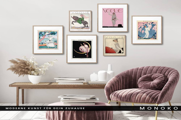 MONOKO® Living Room Poster Set, Premium Picture Set for Bedroom, Stylish Wall Pictures, Set of without Frame (Set Art Deco, Vogue, Magazine, x A