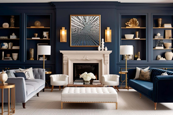 Navy And Silver Living Room Accessories