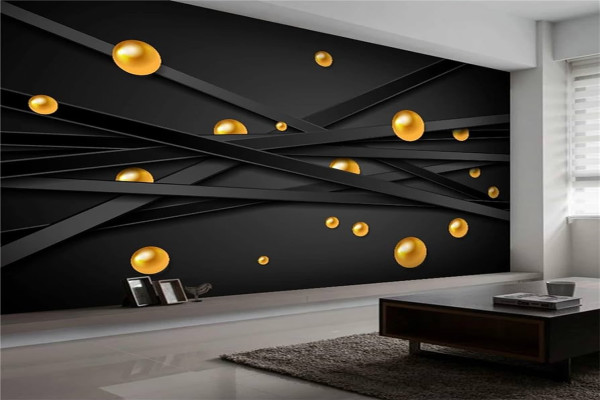 Photo Wallpaper Painting D Black Background Wall Mural, Geometry Wall Wallpaper, x cm Non-Woven Wallpaper Murals Modern Wall Decoration