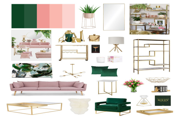 Pink And Green Living Room