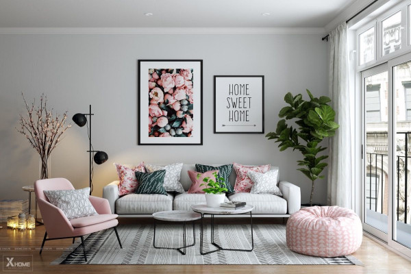 Pink And Gray Living Room Ideas