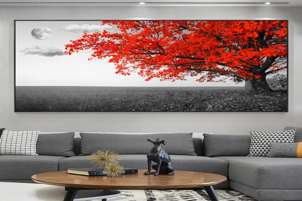 Print Wall Art Pictures Modern Pop Color Red Tree Canvas Painting Landscape Posters Prints Wall Art for Living Room Decor xcm/xinch With