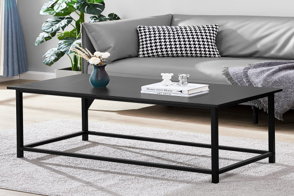 SAYGOER Black Coffee Table Simple Modern Coffee Table Open Design Rectangle Minimalist Coffee Tables for Living Room Home Office Vintage Easy Assembly