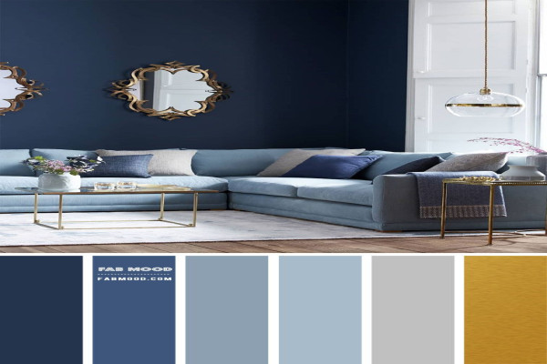 Grey And Blue Living Room