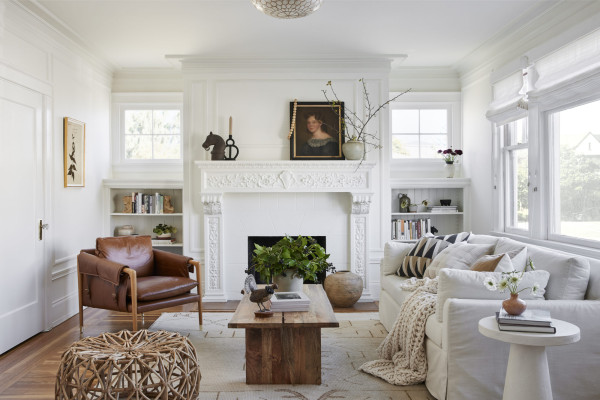 Brown And White Living Room