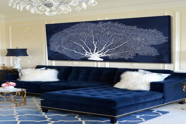 Stunning Blue Velvet Sofa Living Room Ideas Blue and white