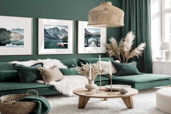 Stunning gallery wall art green living room nature posters oak