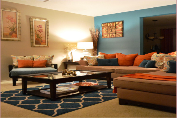 Teal And Orange Living Room