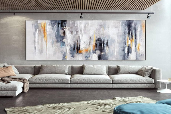 Wall Art Grey Contemporary Industrial Style Oil Painting Large Size Texture Modern Abstract Wall Art Canvas Painting Decor xcm/xinch With