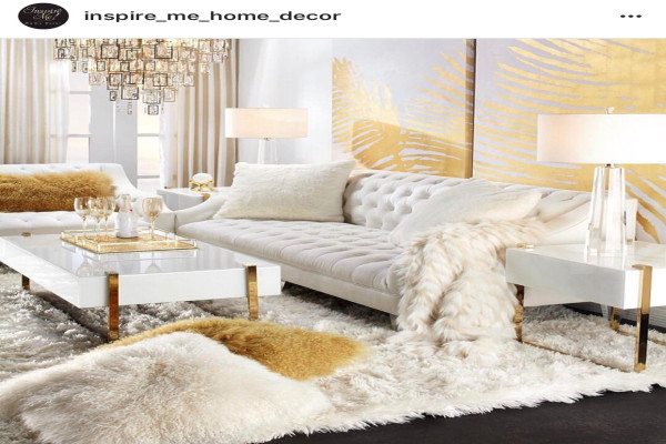 White and Gold Glam living room decor, Glam living room, Gold