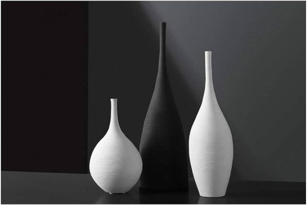 White Black Ceramic Vase Set, Modern Minimalist Ornaments Living Room Home Decor Decoration, Set (B+C+E)