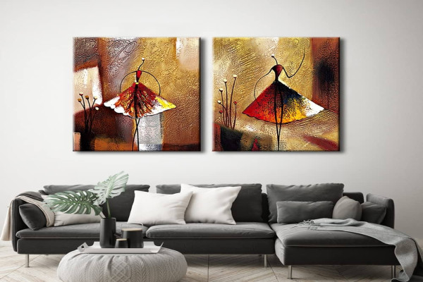 Wieco Art - Large Ballet Dancer Pieces Modern Decorative Artwork