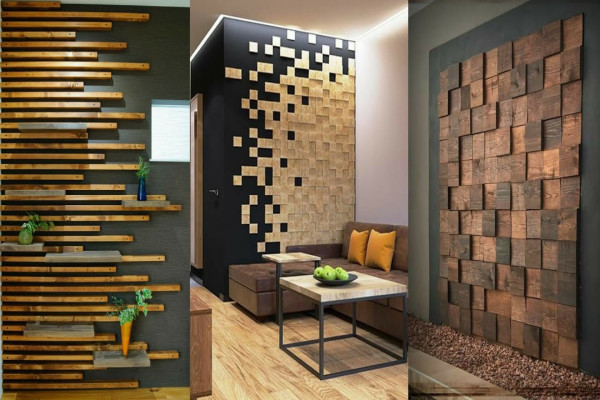 Wooden wall decorating ideas for living room interior wall