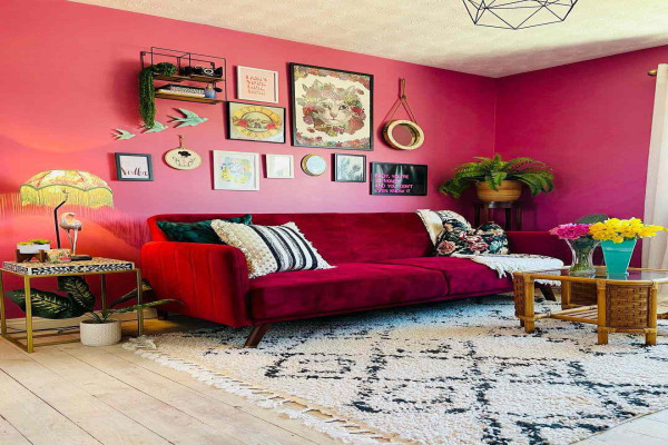 Pink Walls Living Room