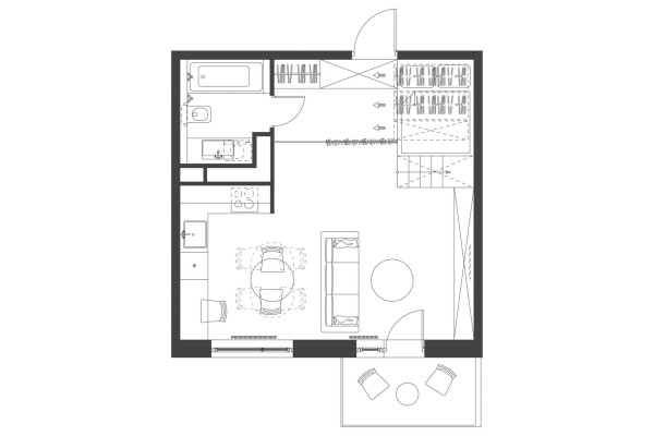 Micro Studio Apartment Layout Design